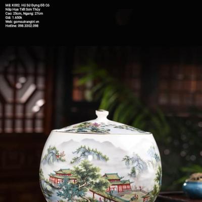 HŨ ĐỰNG ĐỒ CÓ NẮP HỌA TIẾT SƠN THỦY